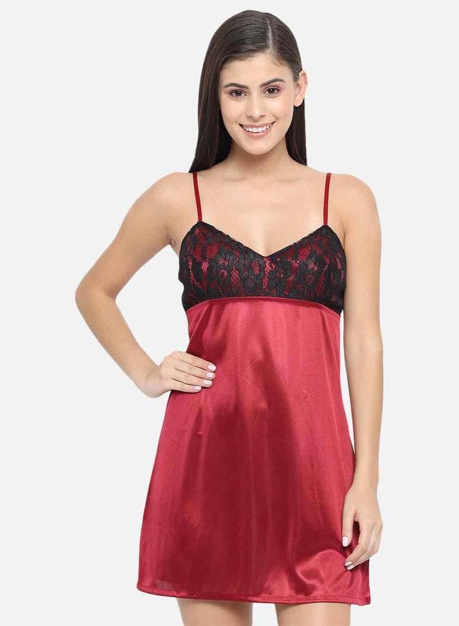 Lace Insert V-Neck Strappy Babydoll by KLAMOTTEN - Image 1