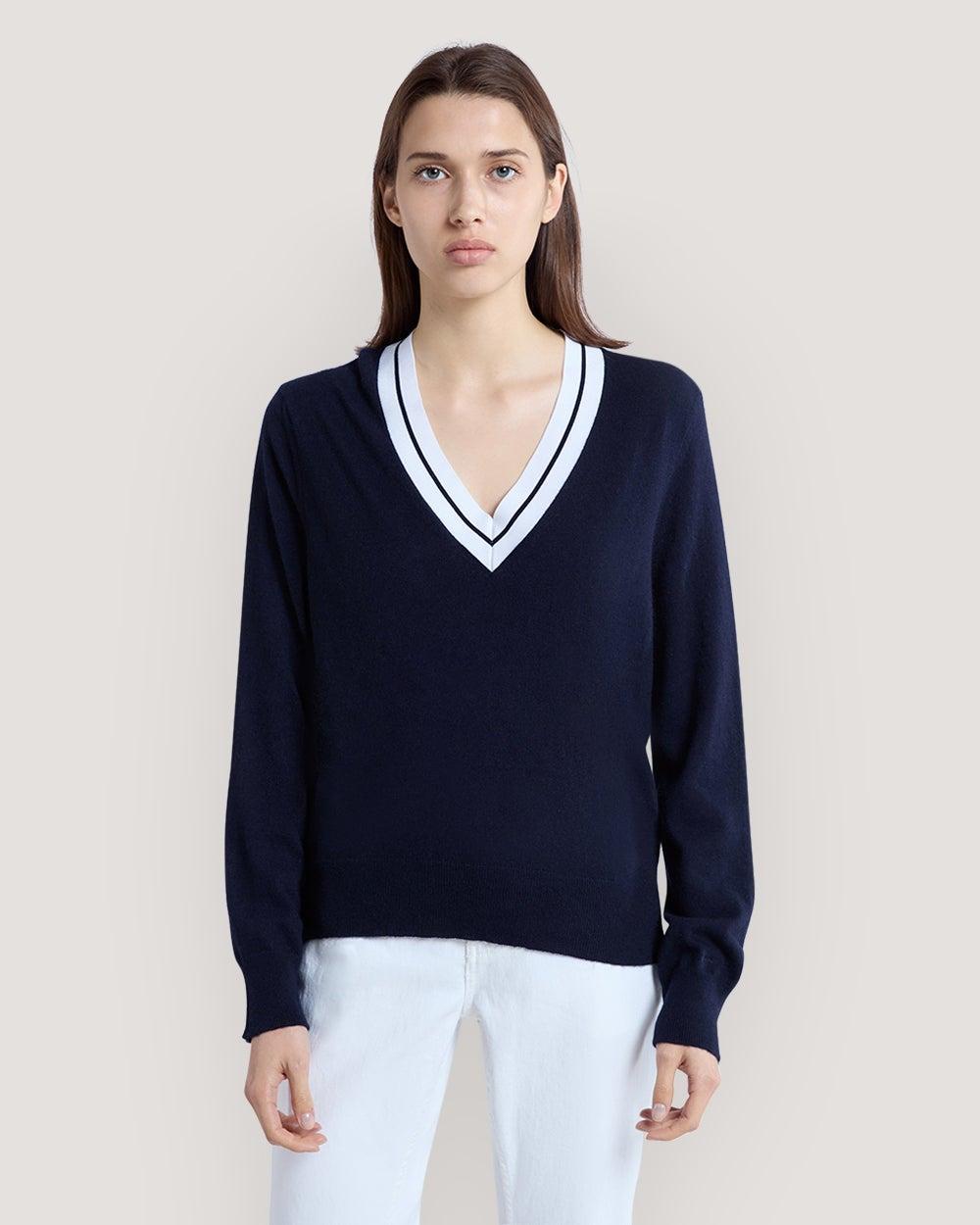 Gant Contrast V-Neck Sweater - Image 1