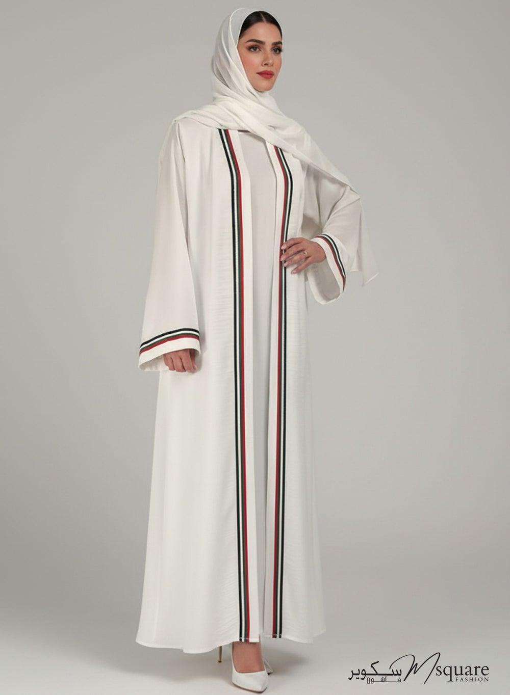 UAE Flag National Day White Abaya for Women - Image 1