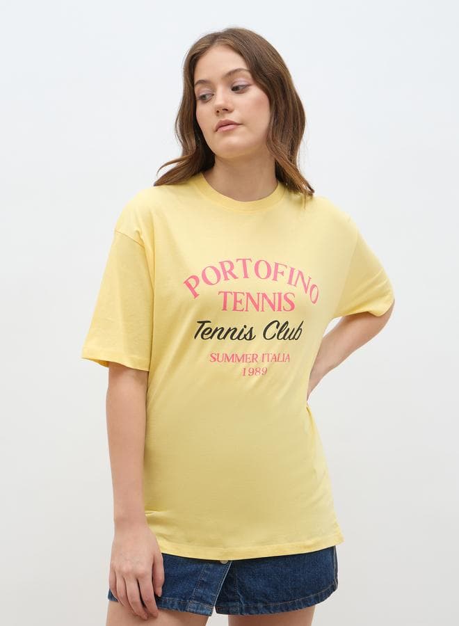 Slogan Print Oversized T-Shirt for Women - Image 1