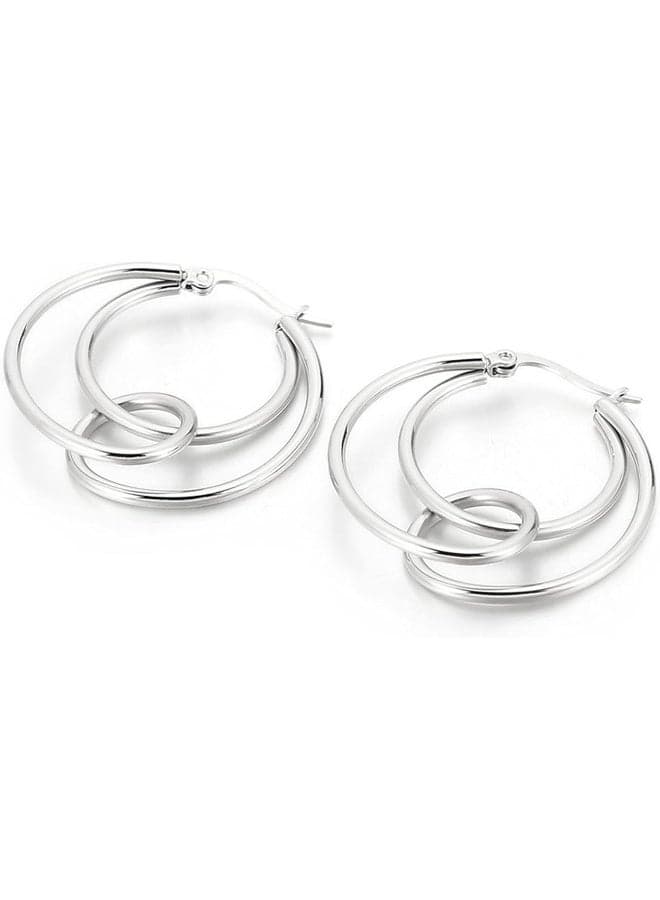 Lee Cooper Silver-Plated Stainless Steel Drop Earrings - Image 1