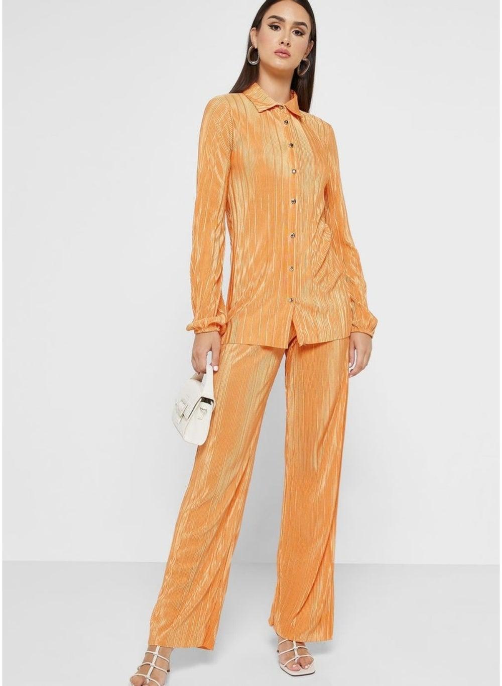 Orange Co-Ord Set with Gold Accents - Image 1