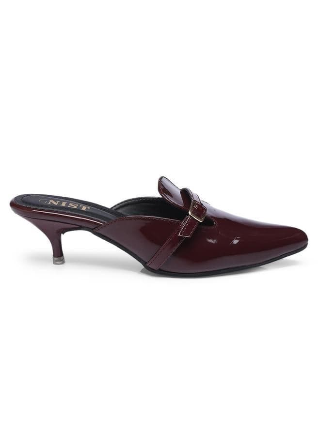 GNIST Buckle Detail Pointed Toe Kitten Heel Mules - Image 1
