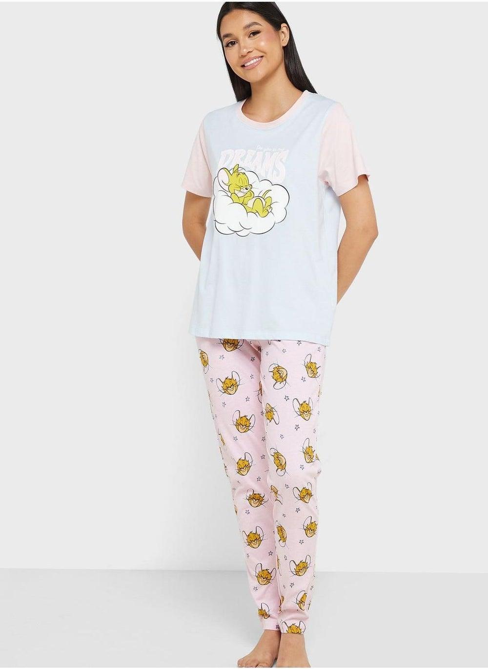 Jerry Dreams Crew Neck Graphic Pyjama Set - Image 1