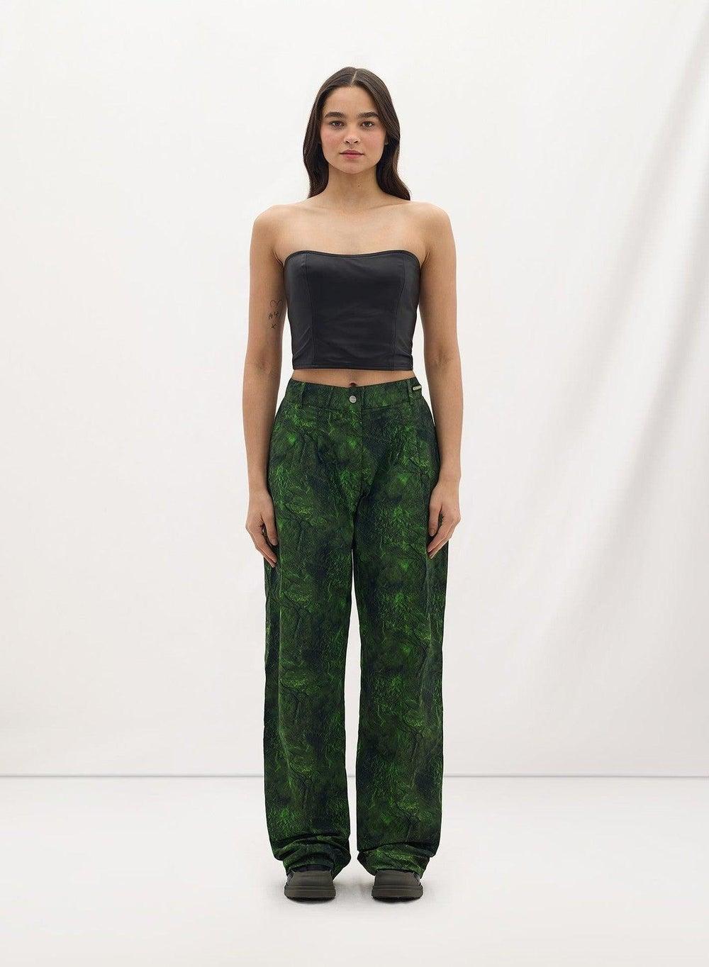 PANT 102 Green Stone Allover Mid Waist Pant - Image 1