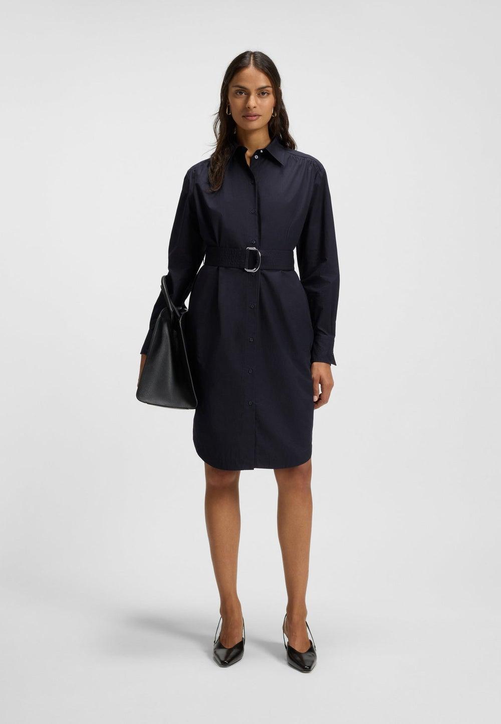 Cotton Poplin Midi Dress with Belt - Image 1