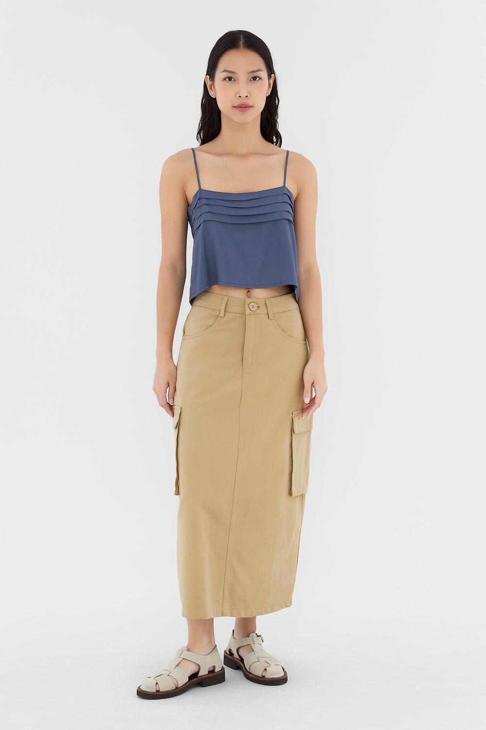 Arvide Beige Cargo Midi Skirt - Image 1