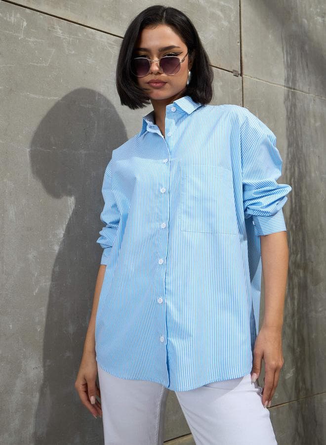 Striped Oversized Buttoned Shirt for Women - Image 1