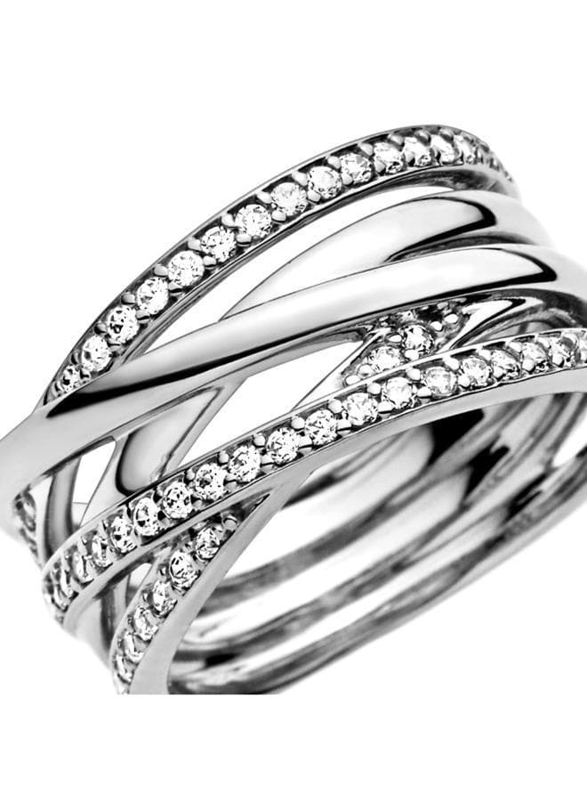 Sparkling & Polished Lines Sterling Silver Ring - Image 1