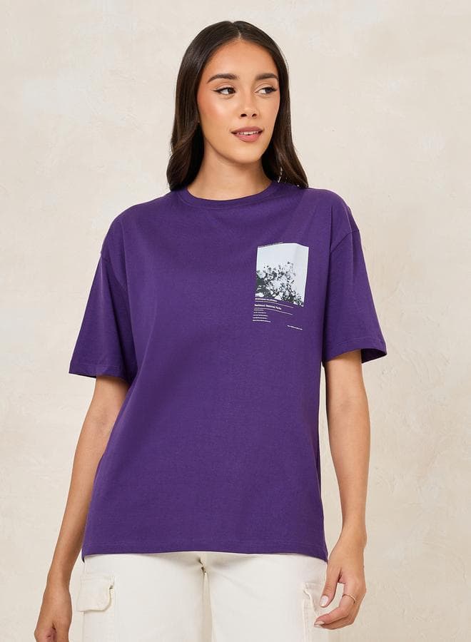 Oversized Graphic Round Neck Cotton T-Shirt - Image 1