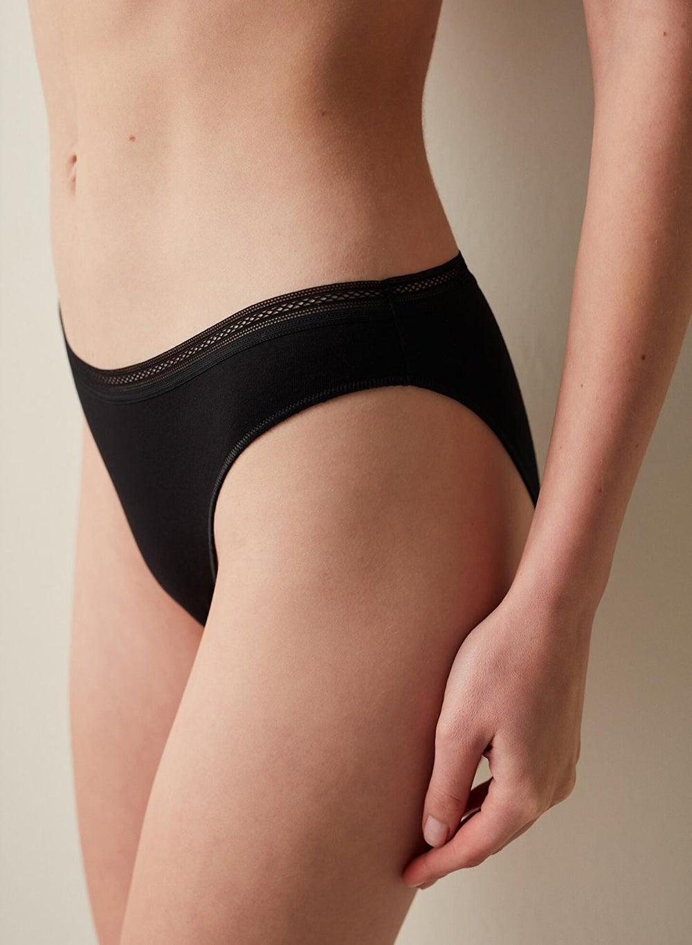 Penti Black Cotton Easy Slip Briefs - Image 1