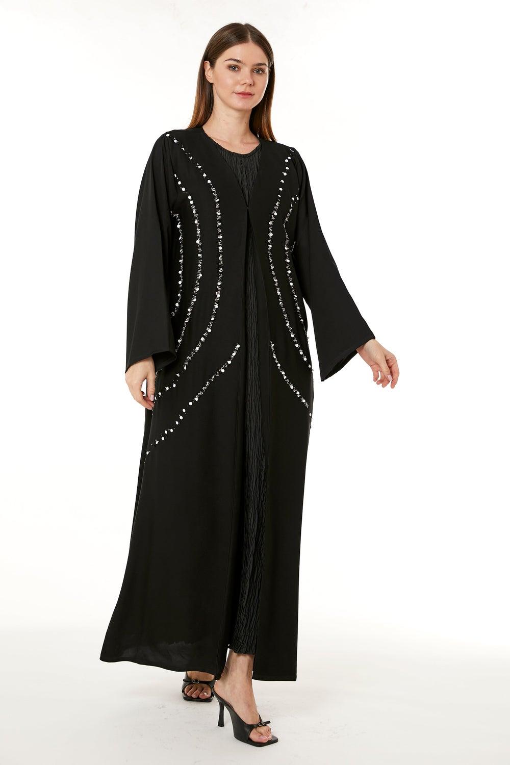 Embellished Crepe Hand Abaya - Image 1