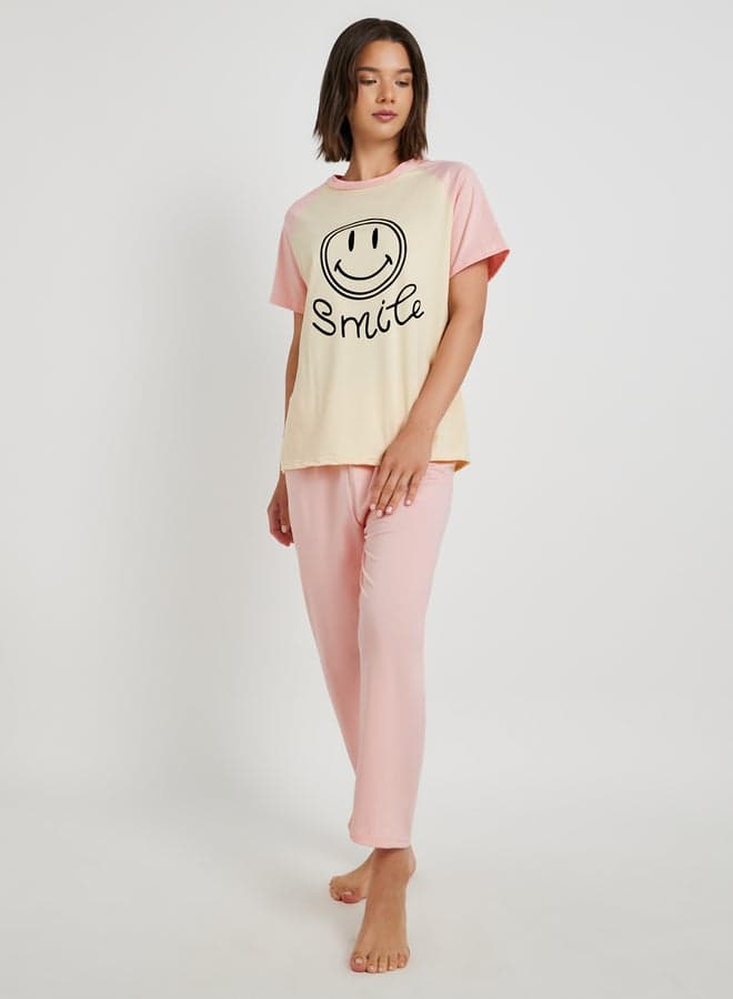 Take Two Graphic Print T-Shirt and Pyjama Set - Image 1