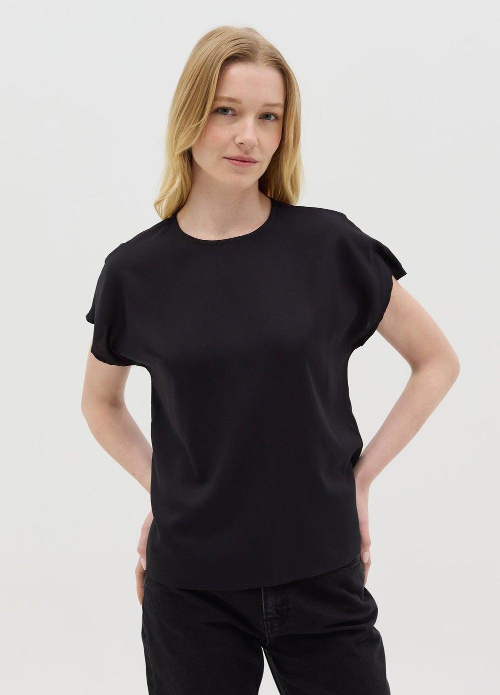 Black Short Sleeve Viscose Blouse by Ovs - Image 1