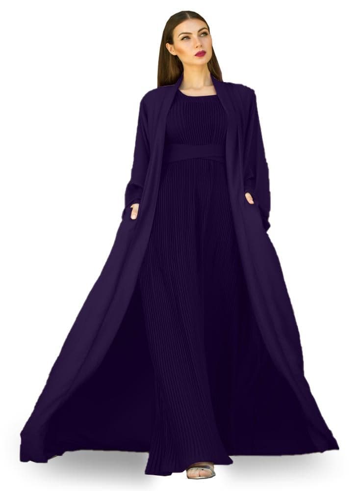 Open Abaya with Inner Dress 2-Piece Set 602C46 - Image 1