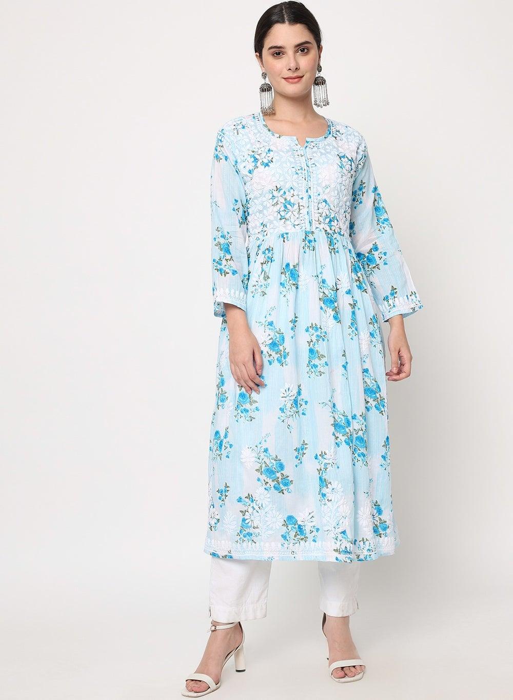 Hand Embroidered Chikankari Cotton Kurta AL3583 - Image 1