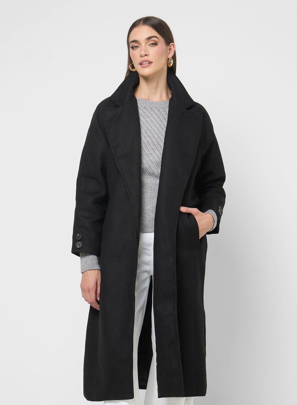 Women’s Self Tie Over Coat - Image 1