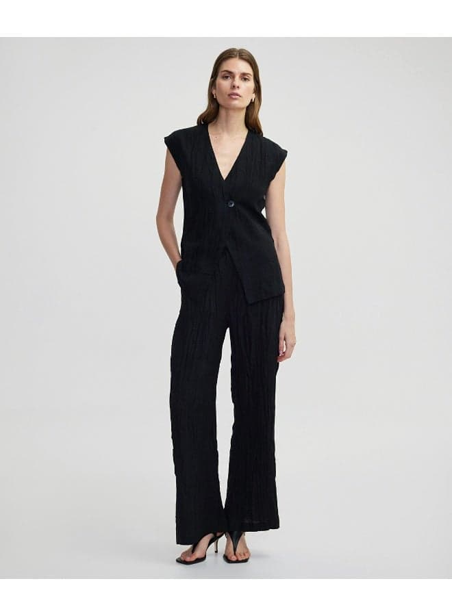 Regular Fit Crinkle-Effect Asymmetric Waistcoat - Image 1