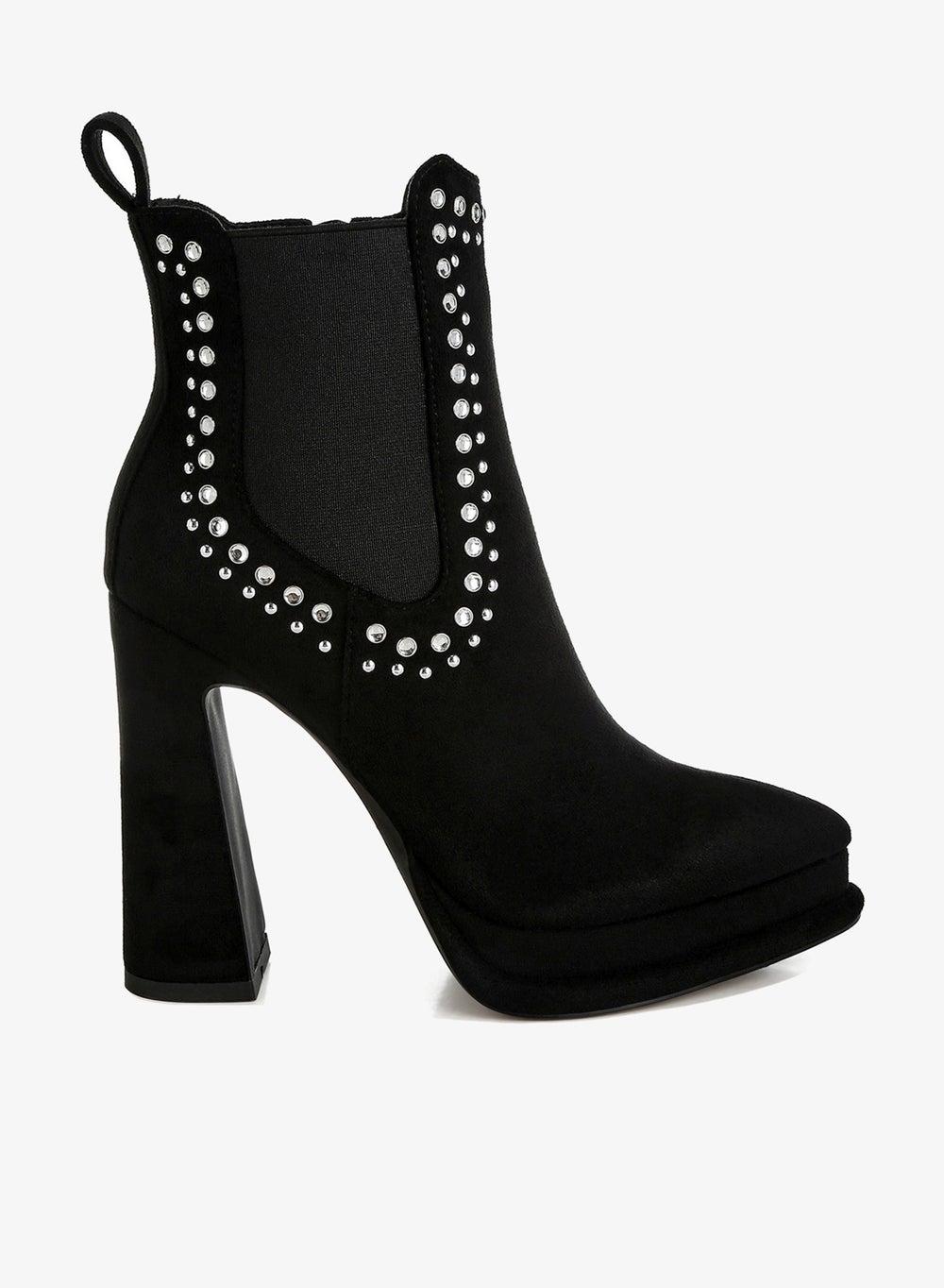 Black Studded High Ankle Chelsea Boots - Image 1