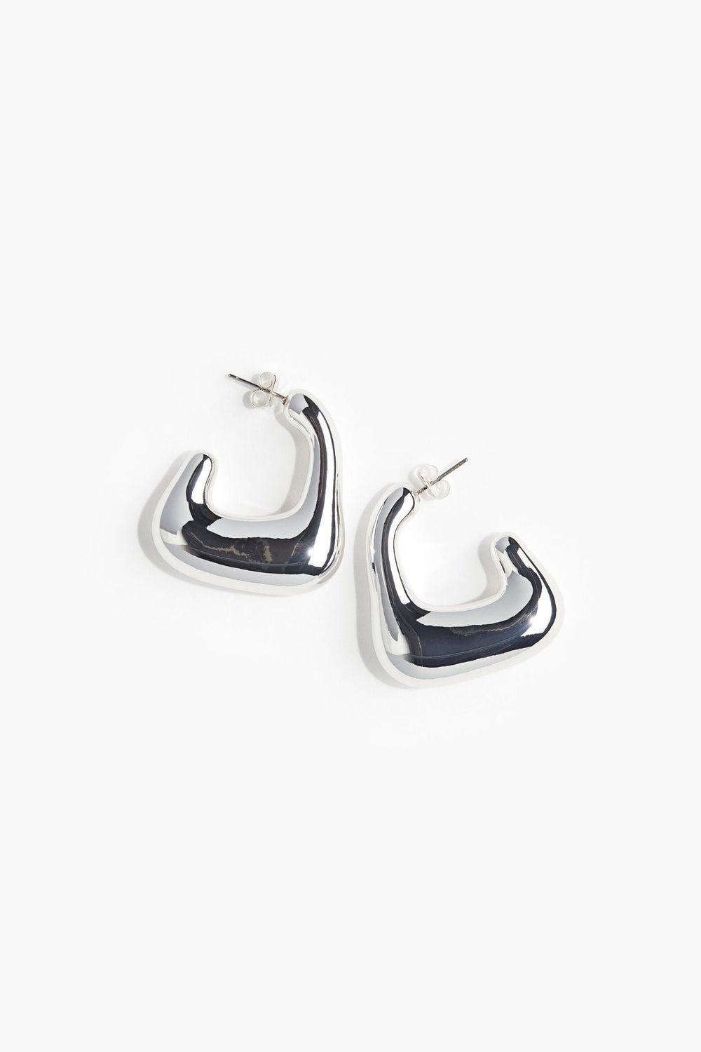 Chunky Metallic Hoop Earrings - Image 1