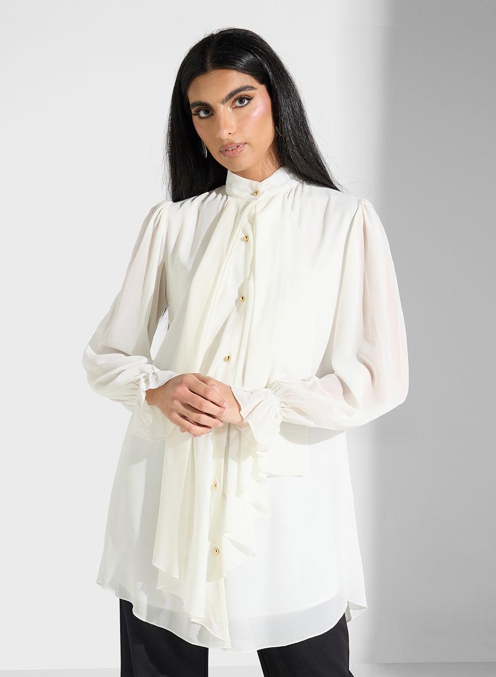 Long Sleeve Polyester Modest Blouse for Women - Image 1