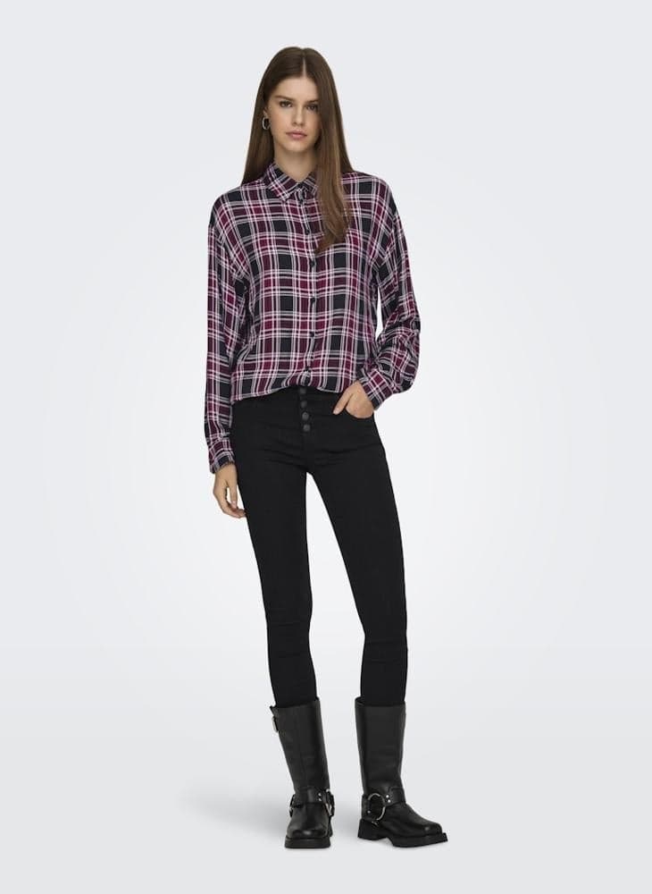 Onlevia Check Long Sleeve Loose Fit Shirt - Image 1