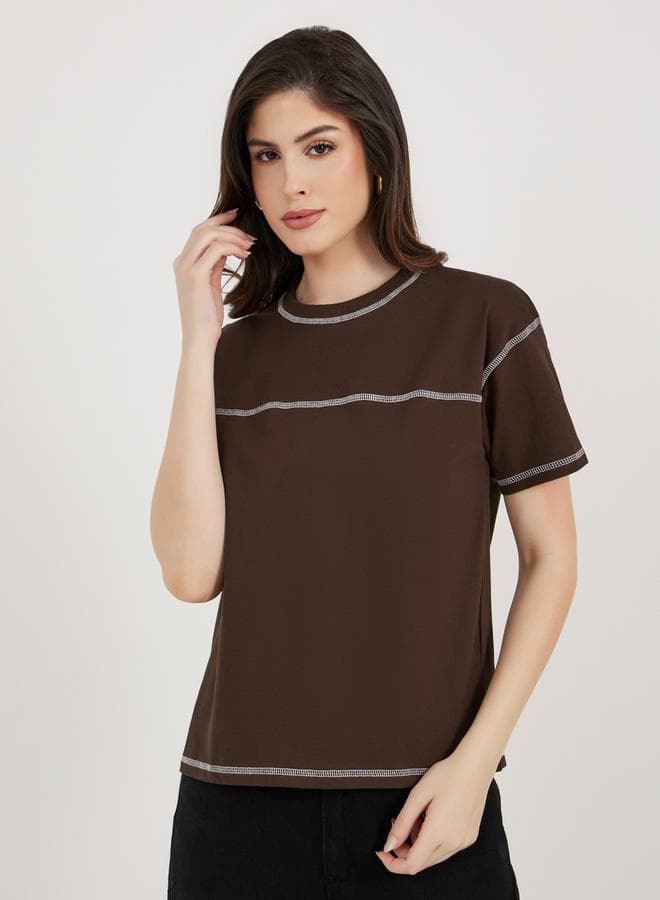 Contrast Stitch Boxy T-Shirt - Image 1