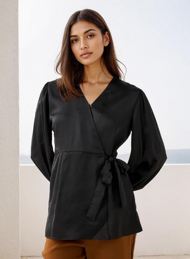 Iconic Relaxed Fit V-Neck Wrap Shirt - Image 1