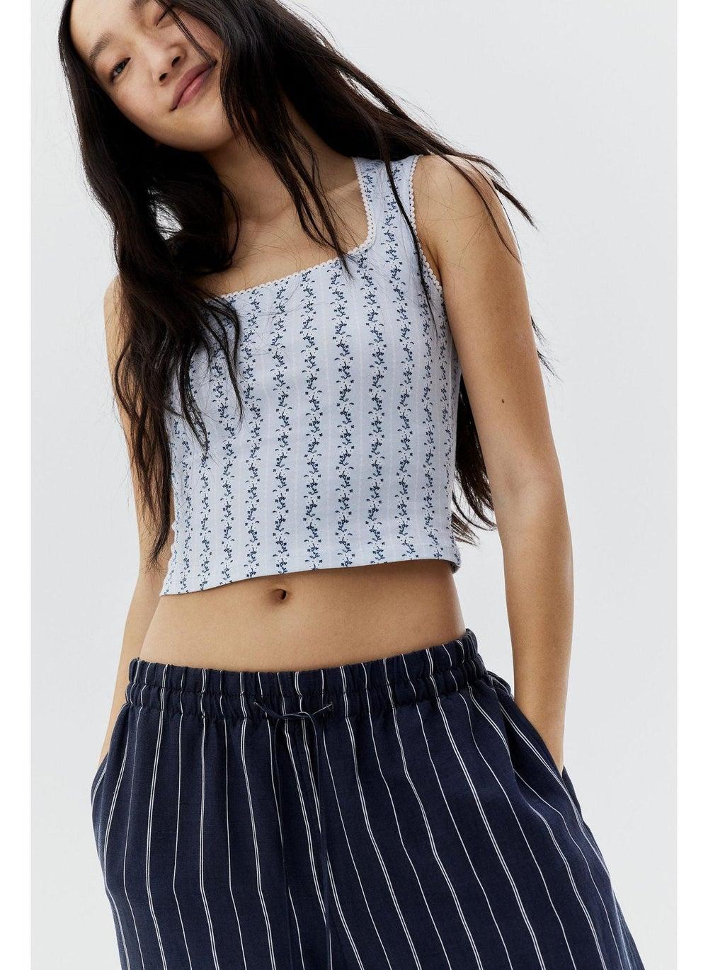 Picot-Trimmed Square-Neck Vest Top - Image 1