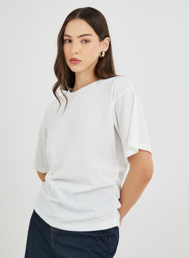 Side Gathered Detail Regular Fit T-Shirt - Image 1