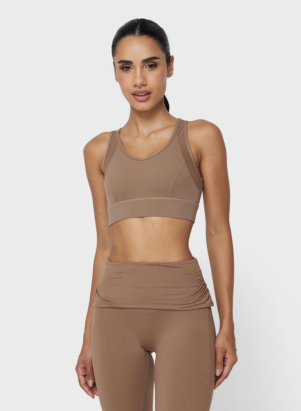 Mesh Panel Sports Bra with Back Clasp - Image 1