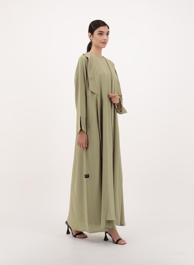 Patterned Front Open Abaya with Inner and Sheila - Image 1