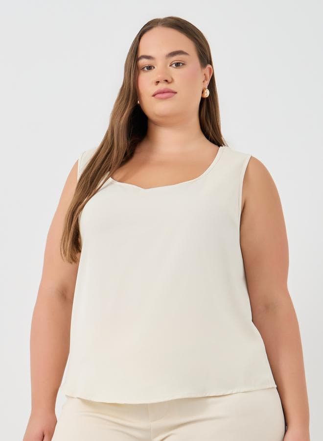 Plus Size Solid Sleeveless Blouse - Image 1
