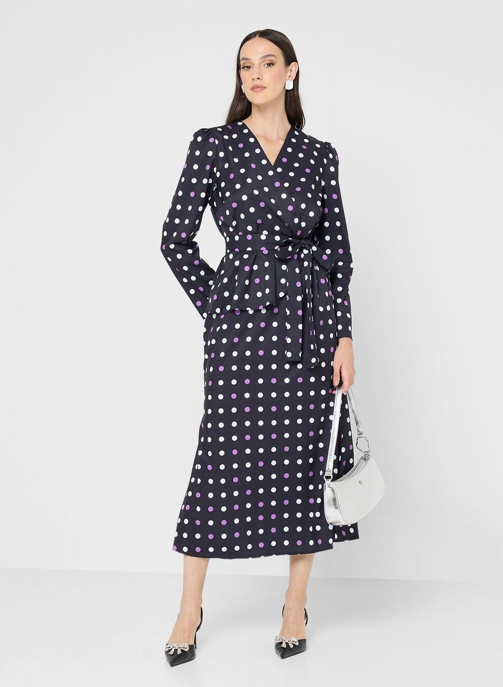 Polka Print Midi Dress - Image 1