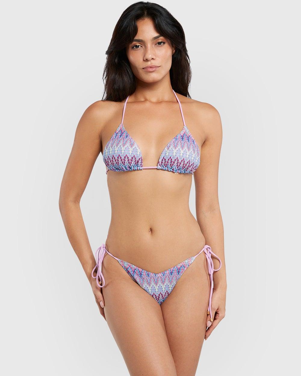 Isla & Evie Purple Crochet Tie Side Bikini Bottom - Image 1