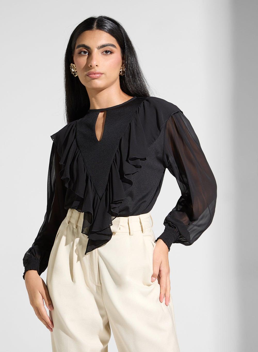 Long Sleeve Polyester Modest Blouse - Image 1