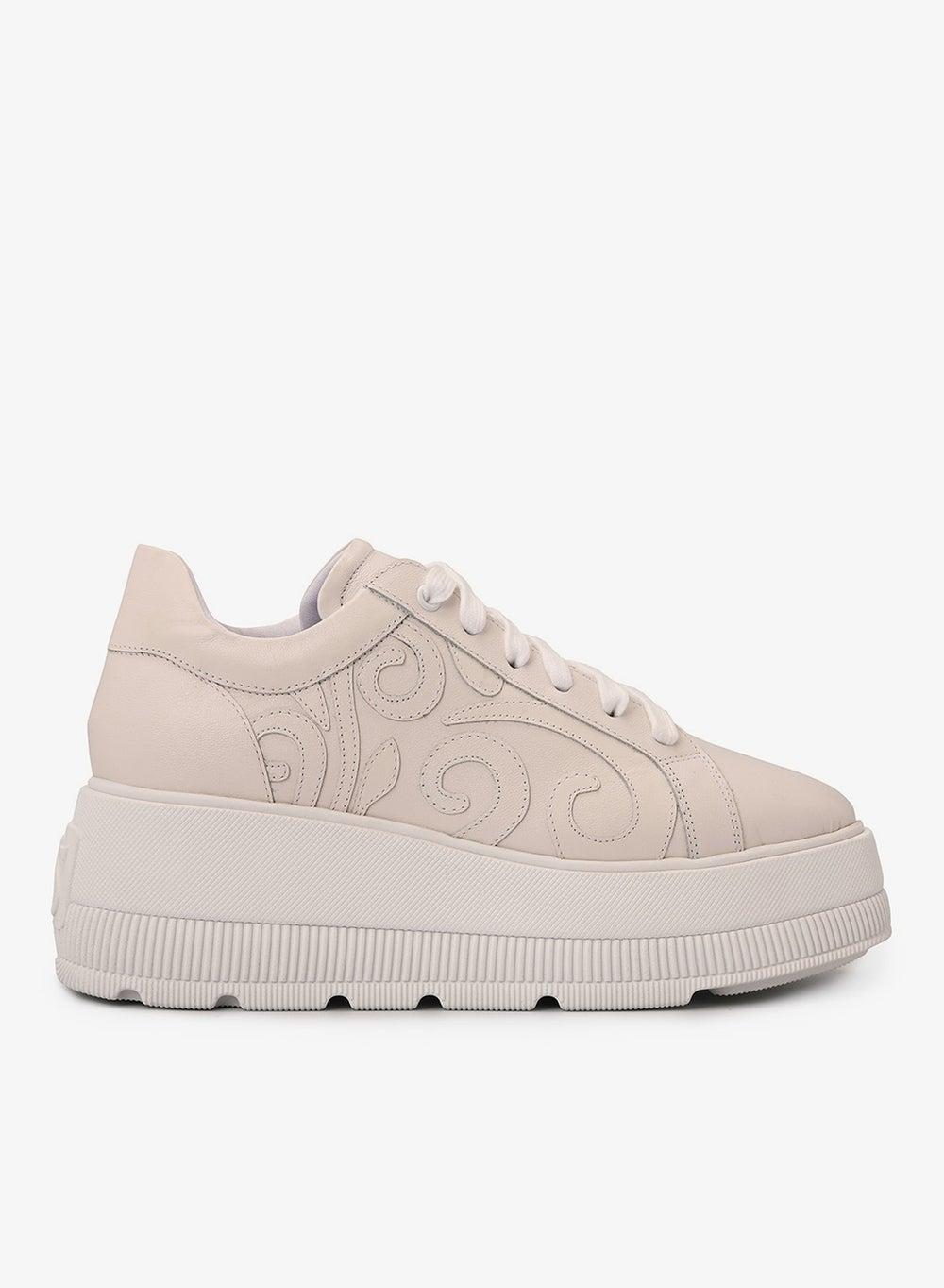 White Platform Low-Top Sneakers for Women - Image 1