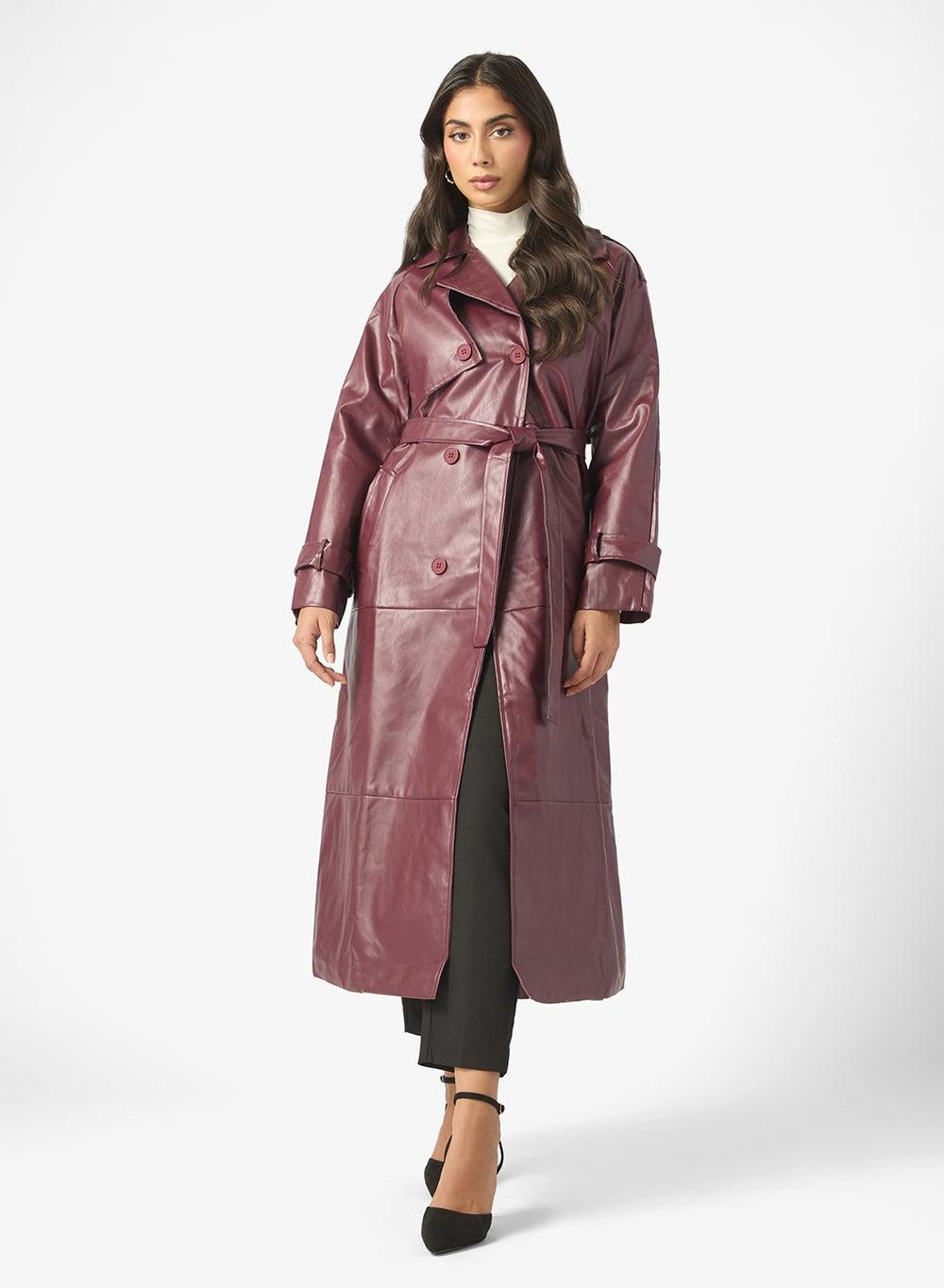 Longline PU Trench Coat - Image 1