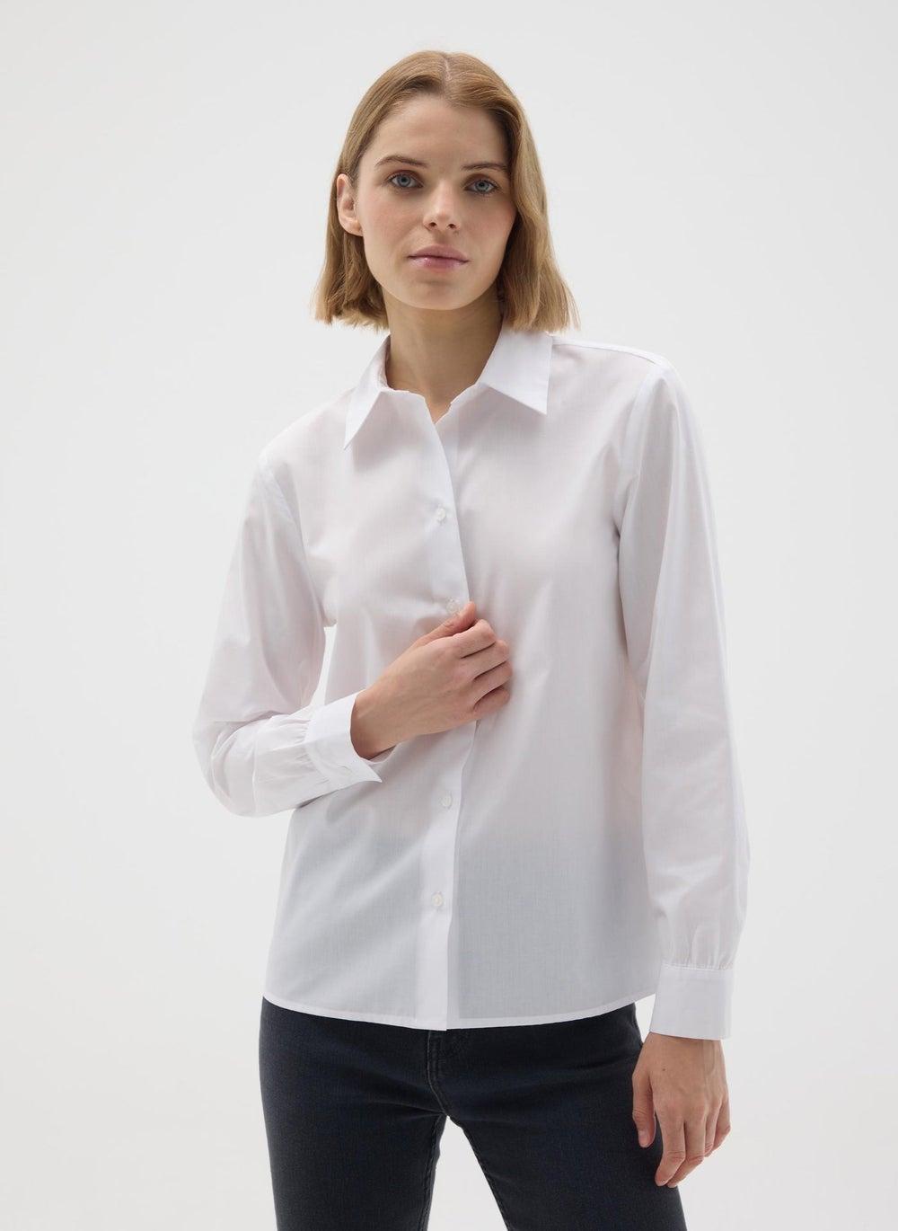 White Cotton Slim Fit Shirt for Women - Image 1