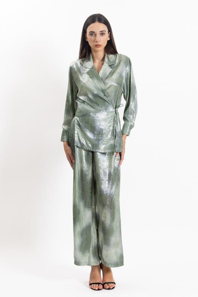 Crossover Satin Top Set for Women - Image 1