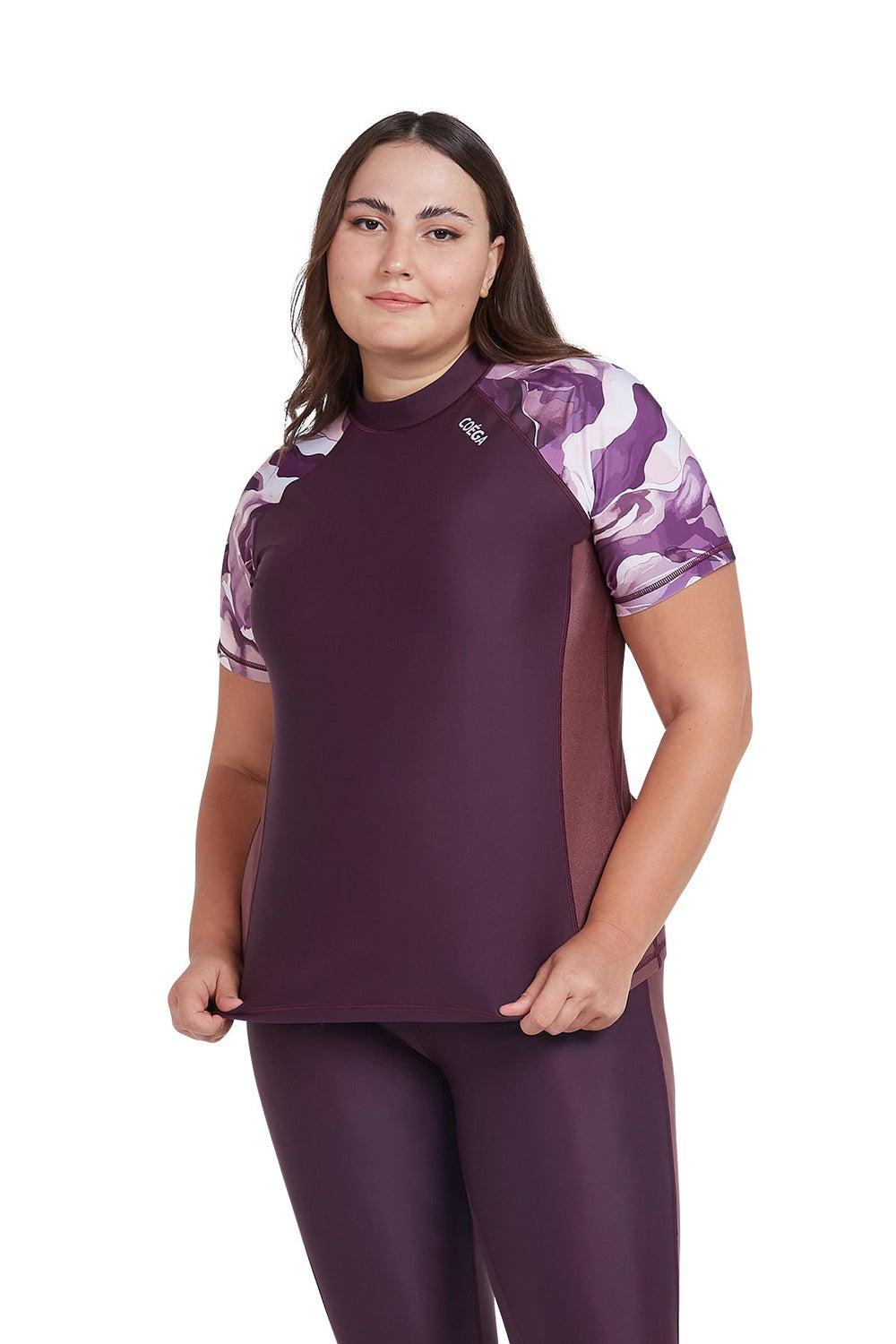 COEGA Ladies Short Sleeve Rashguard - Dusky Purple Textures - Image 1