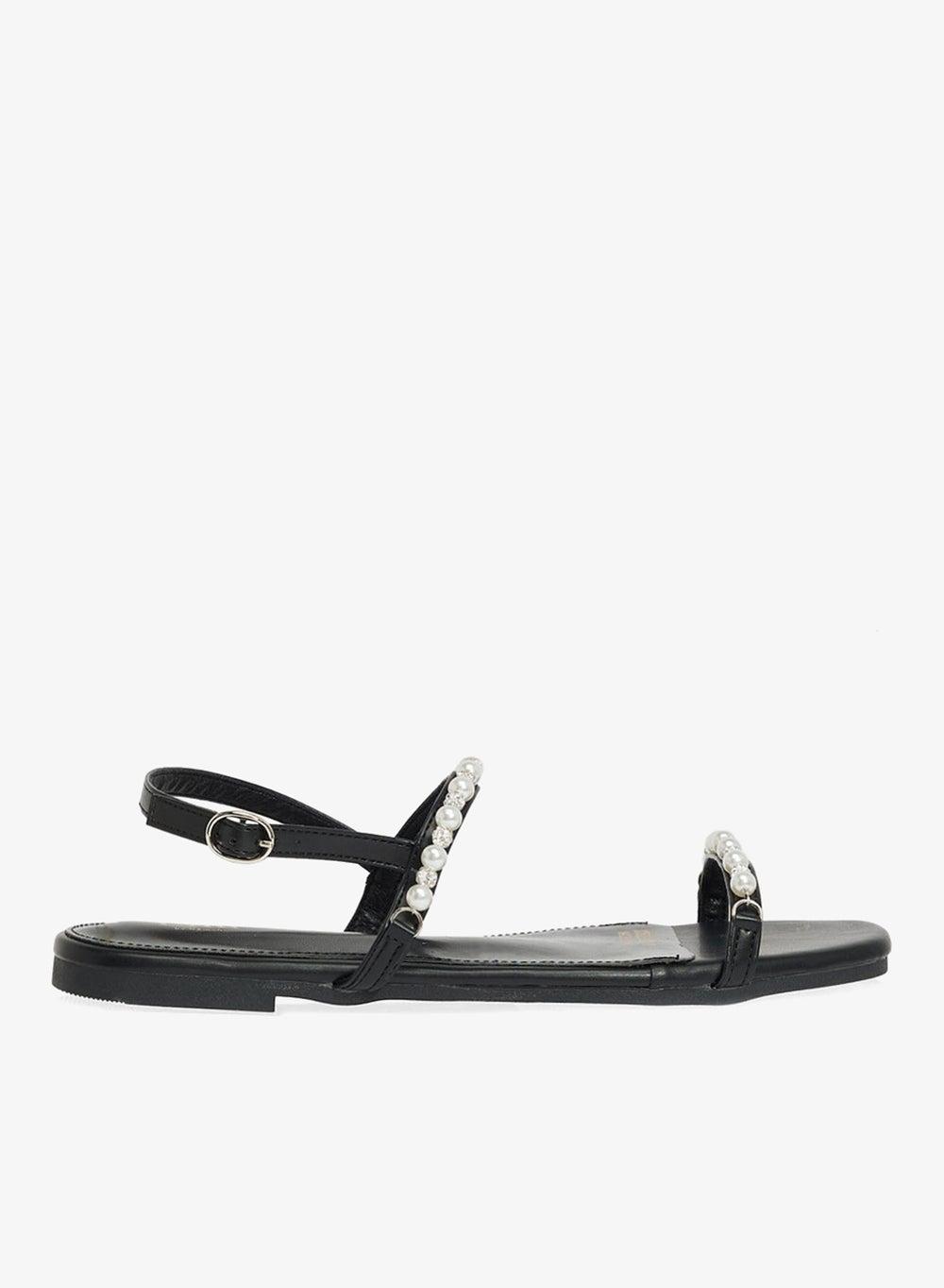 Pearl Embellished Flat Sandals - Image 1