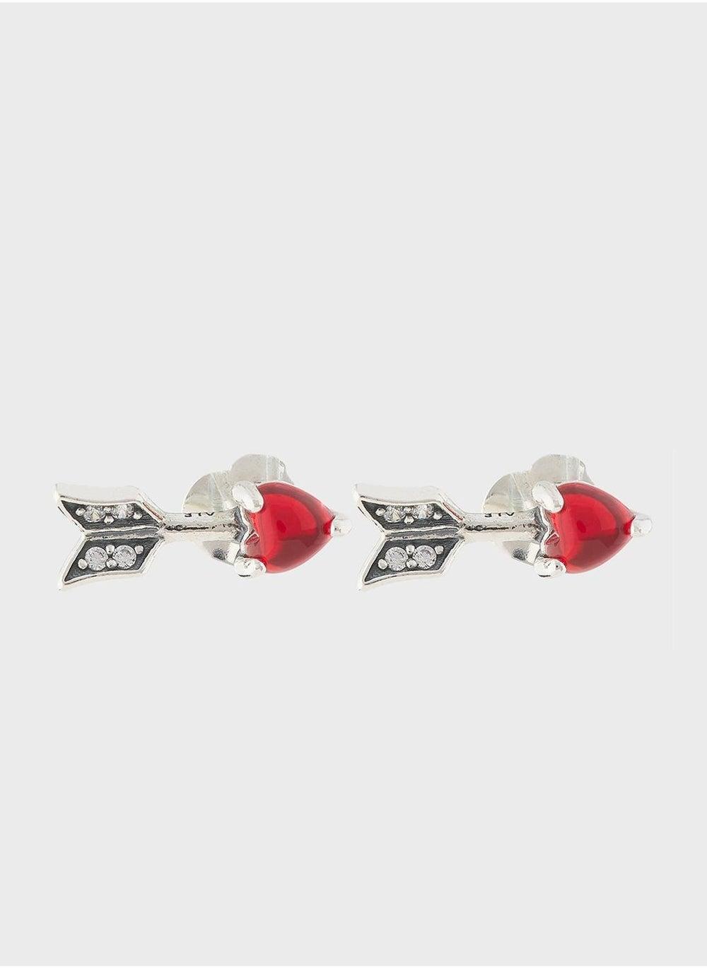 Heart Arrow Sterling Silver Stud Earrings - Image 1