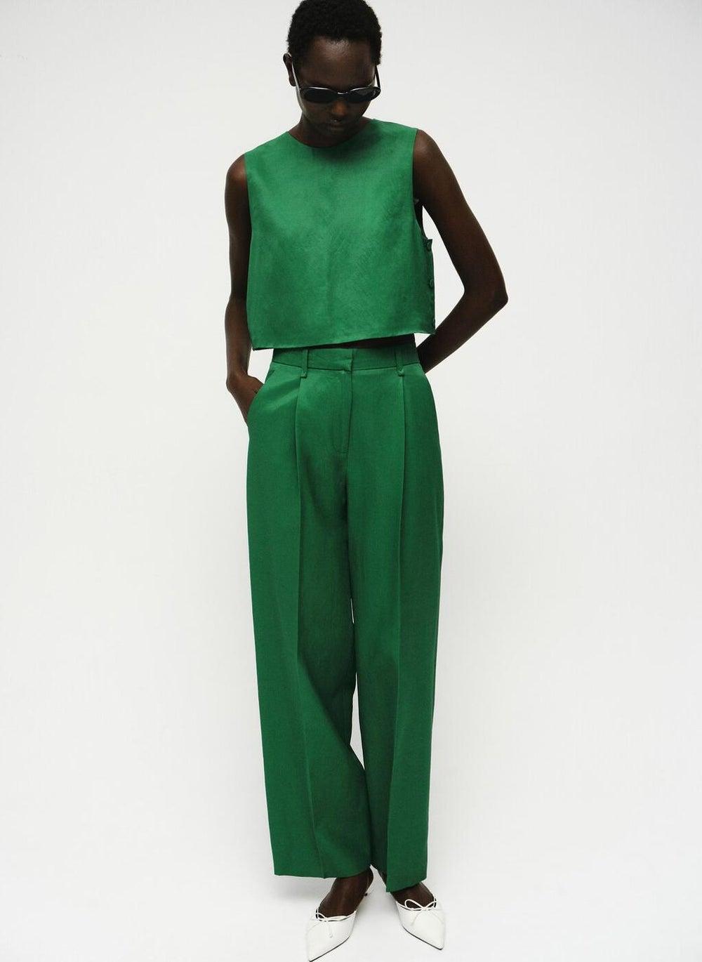 Straight-Fit Linen-Blend Suit Trousers - Image 1
