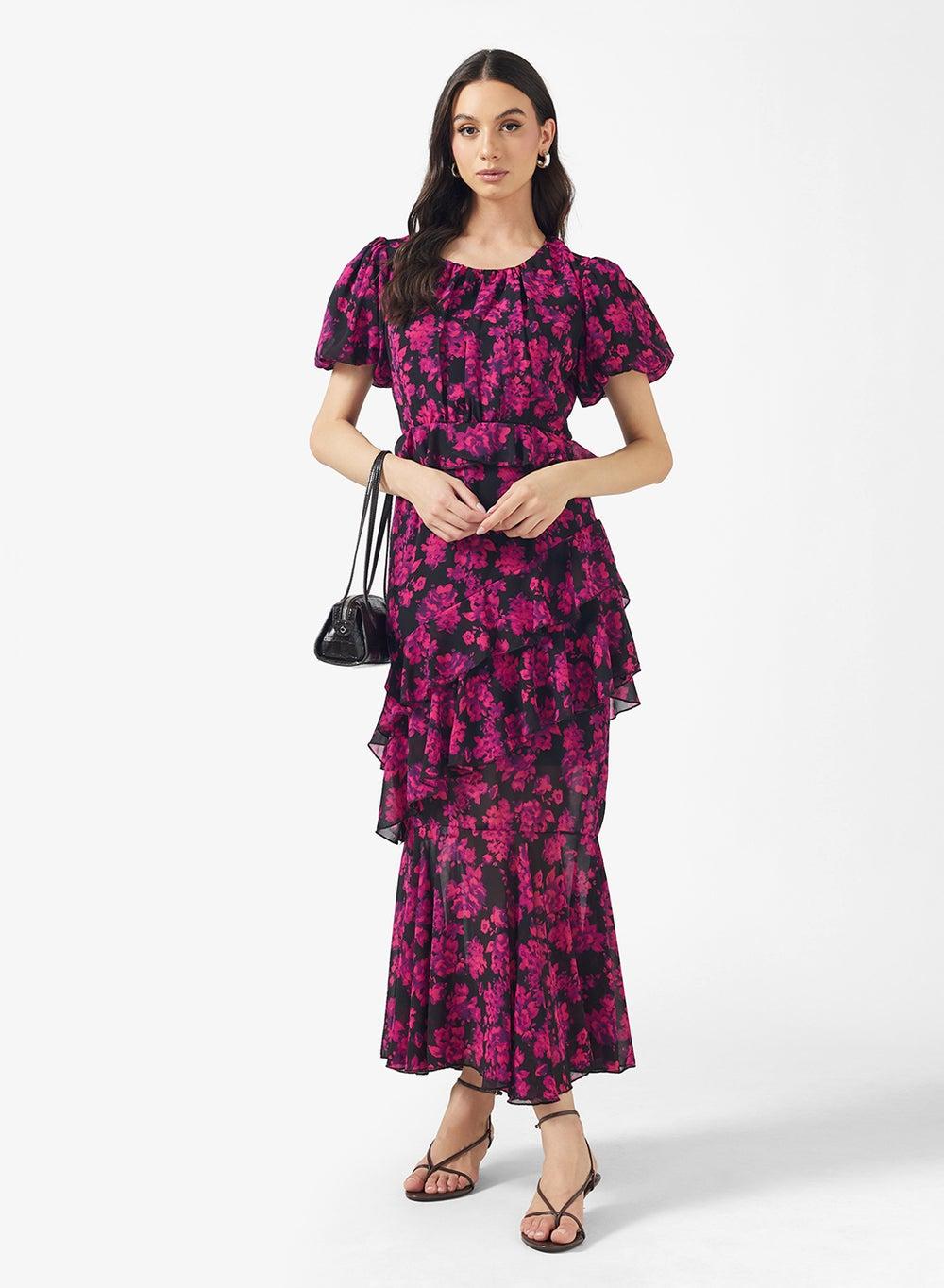 Floral Print Mermaid Cut Maxi Dress - Image 1