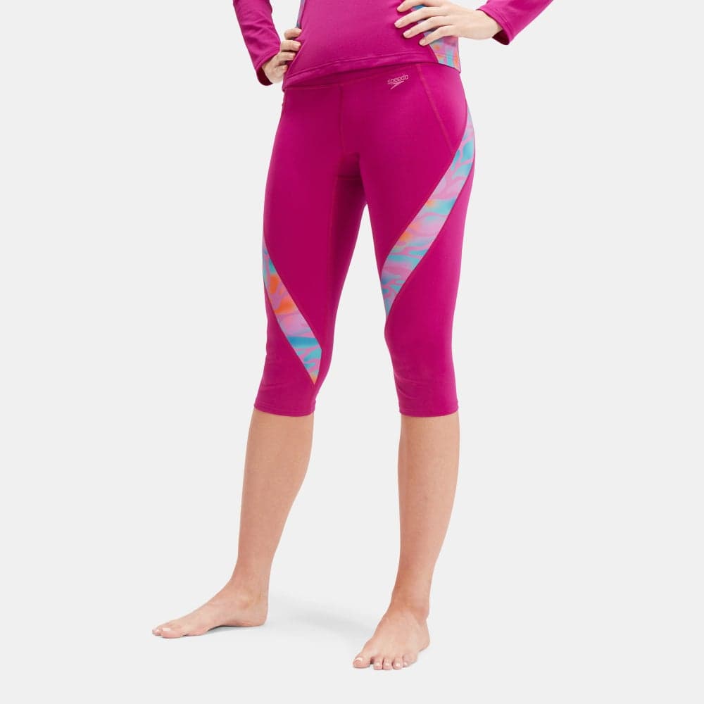 Women's Printed Panel 3/4 Swim Leggings UPF40+ - Image 1