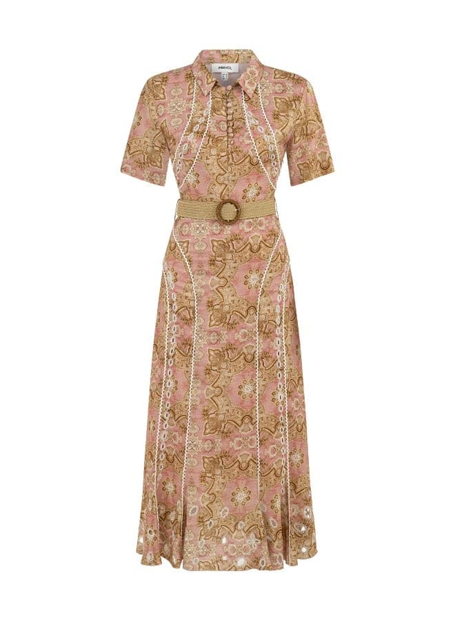 Regular Fit Belted Printed Midi Dress - Image 1
