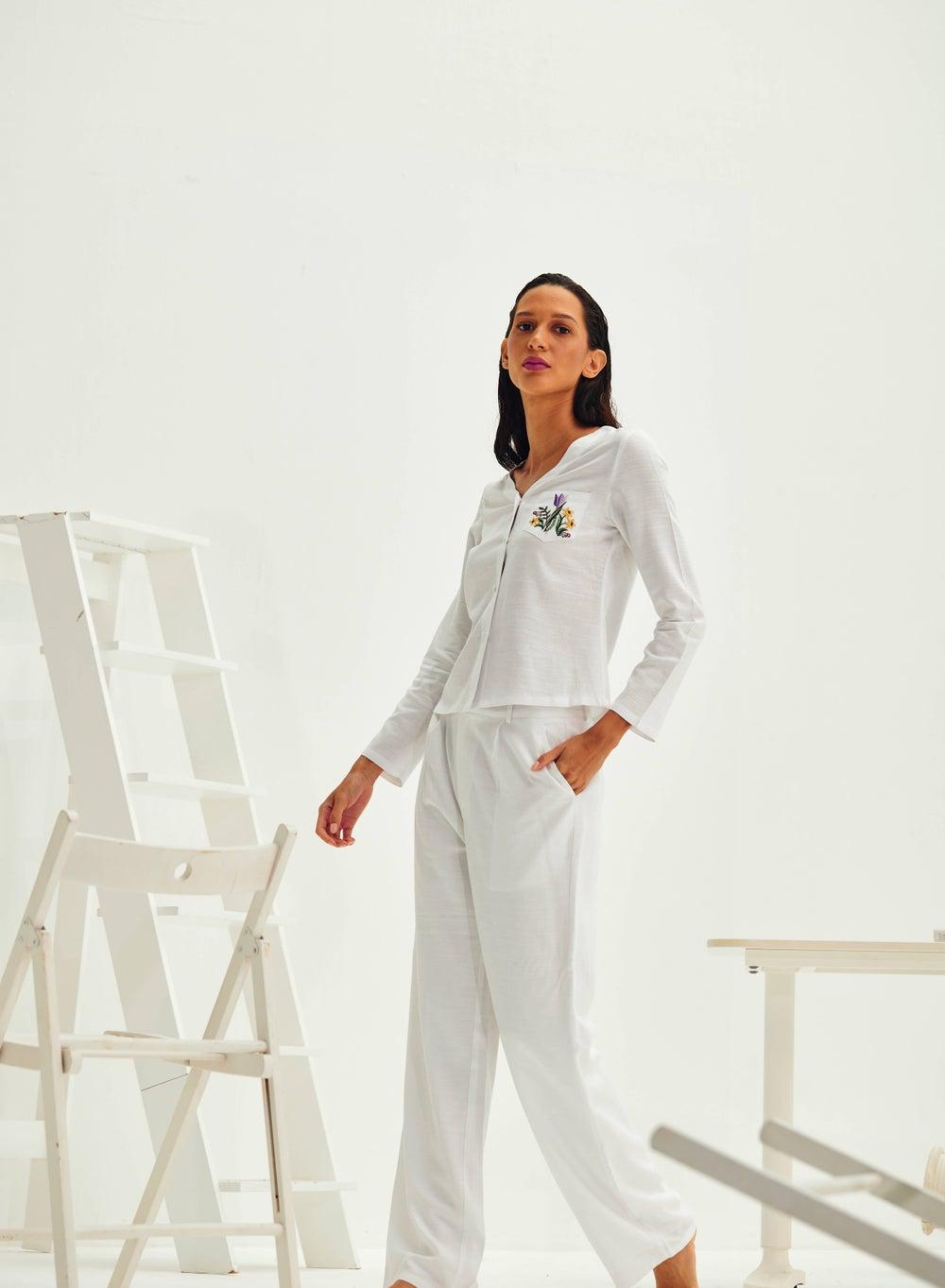 High Waist Wide Leg Linen Trousers - Image 1