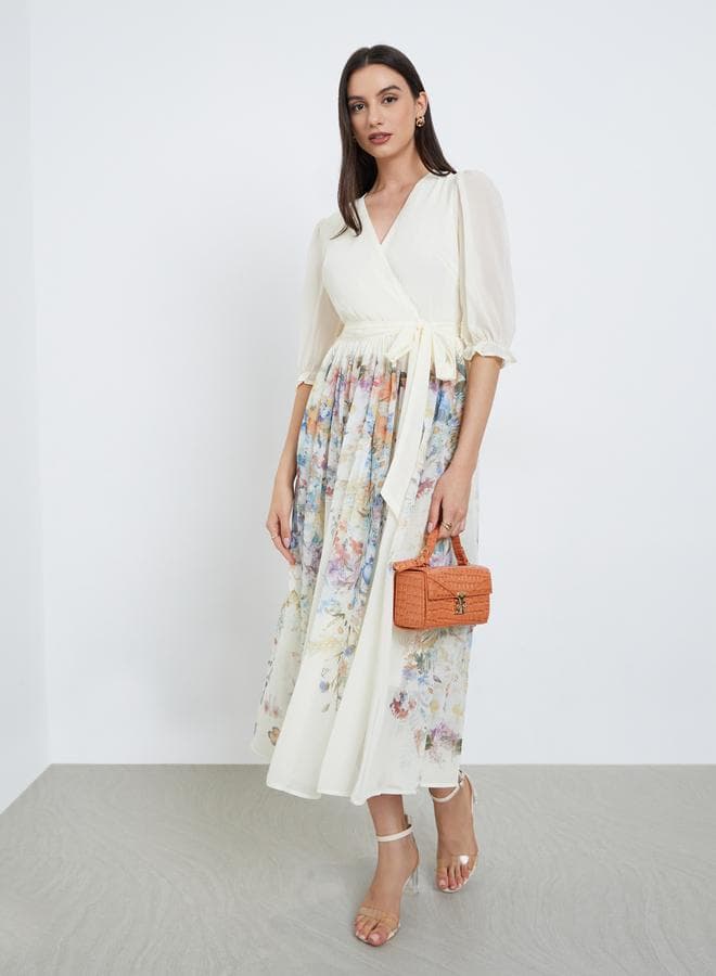 Take Two Off White Floral Midi Dress - Image 1