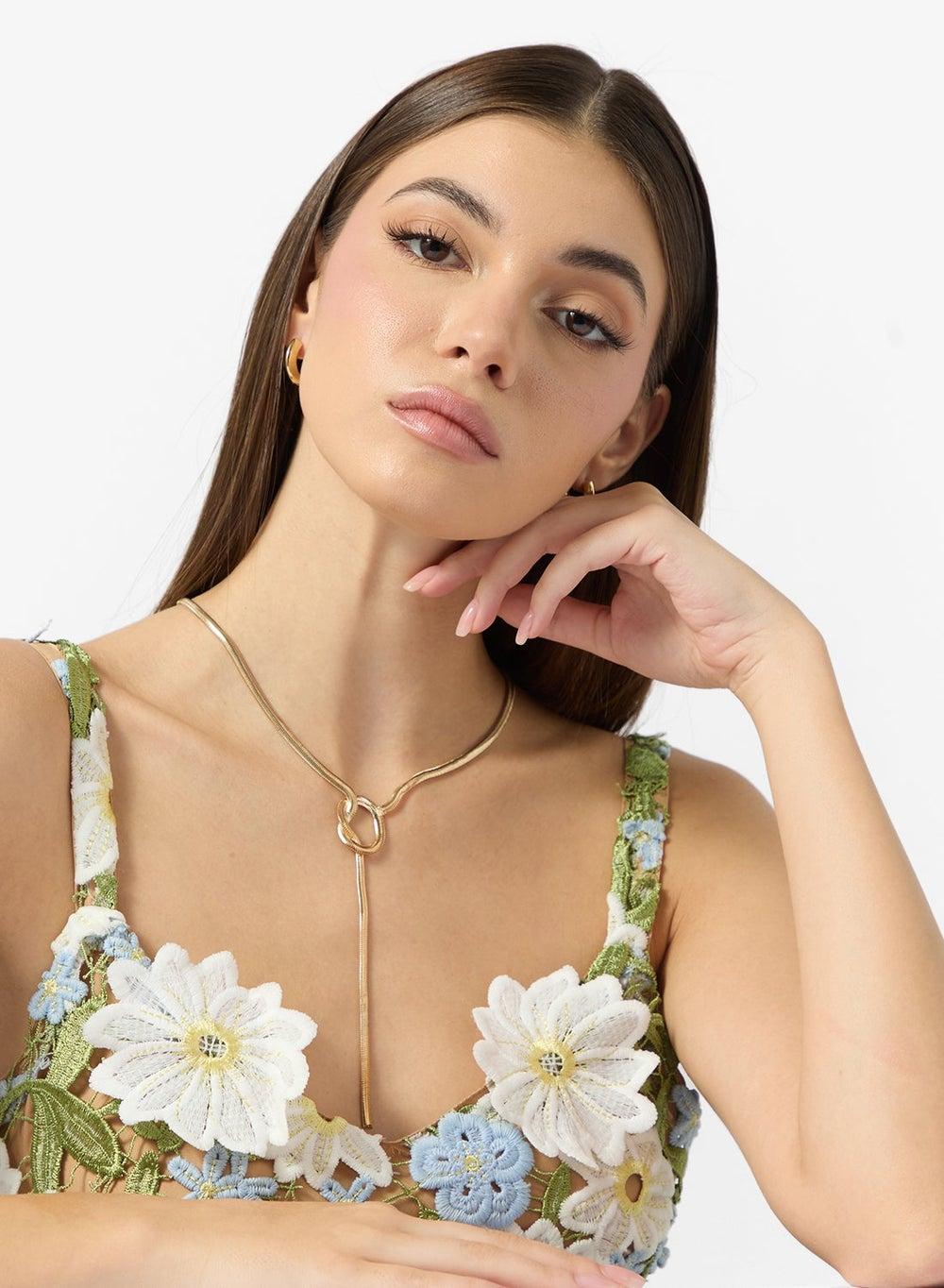 Knot Detail Drop Necklace - Image 1